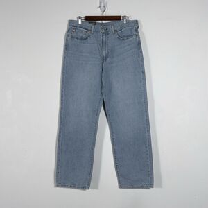 Levis 568 Loose Straight Jeans Mens Sz 34x32 Blue Denim Linen Cotton Blend